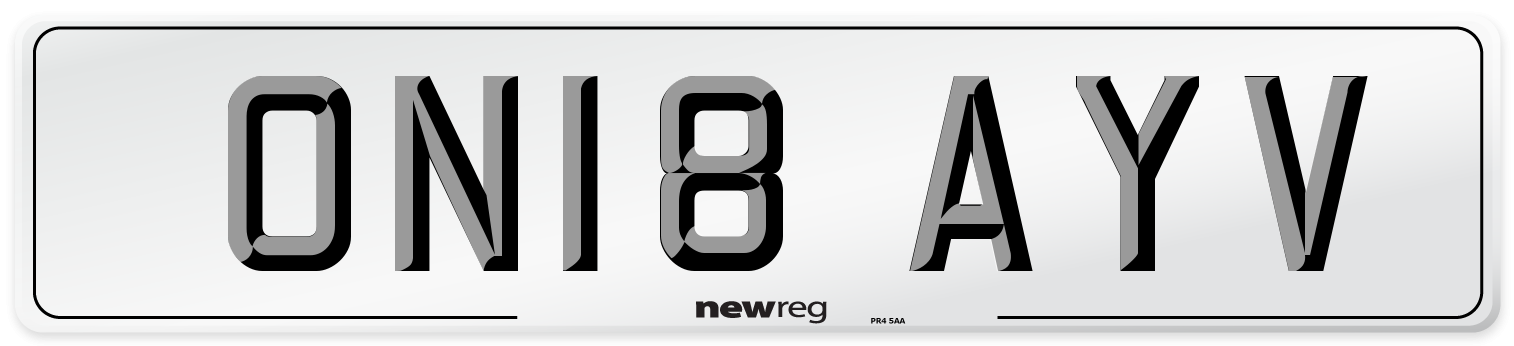 ON18 AYV Number Plate from New Reg